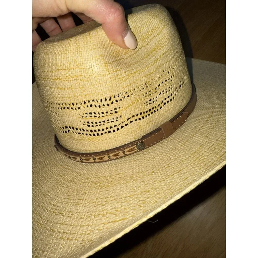 Twister Cowboy Hat Western Woven Paper Straw Hat Vented Size Large Youth Rodeo